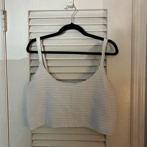 Aerie White Knit Cropped Tank Top